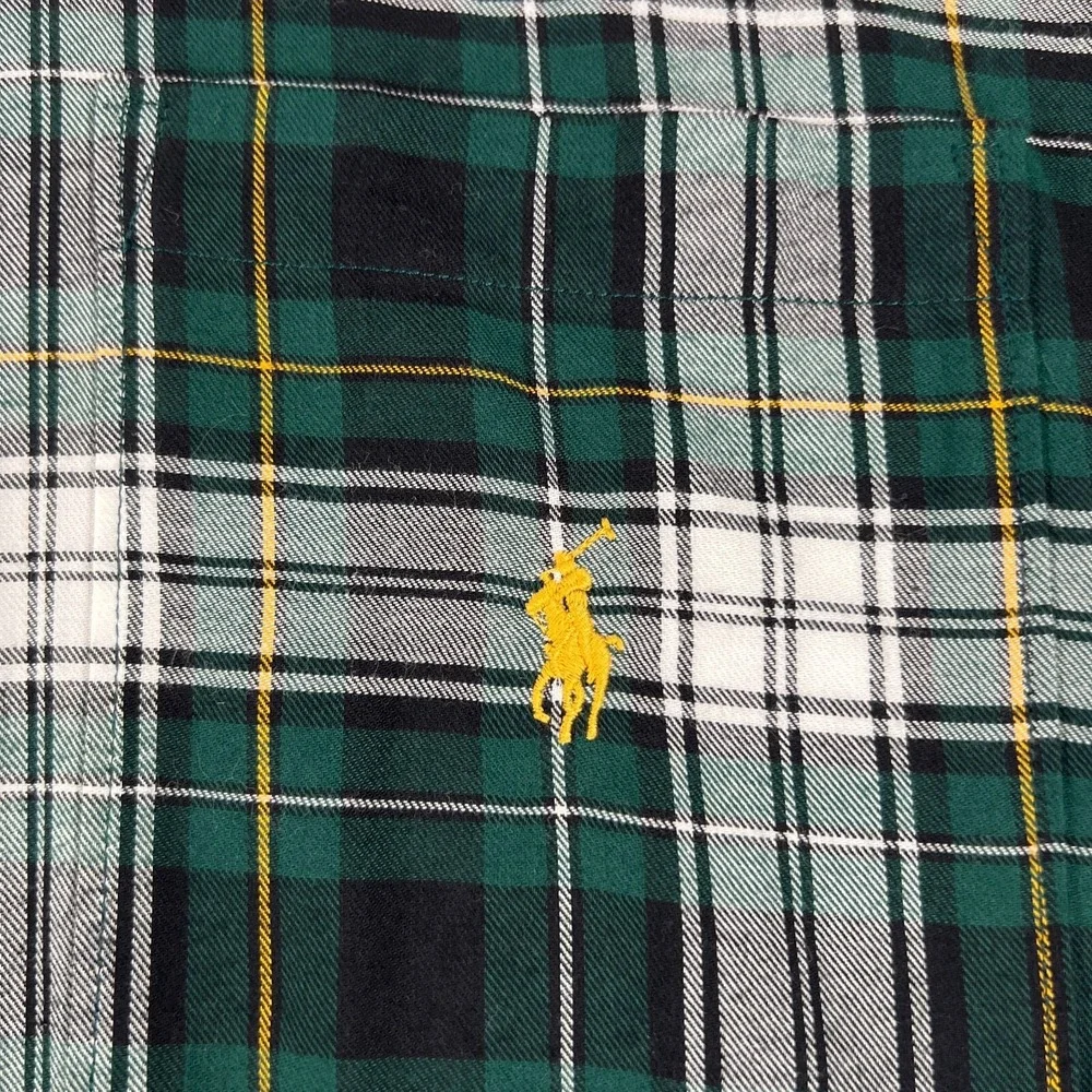Polo Ralph Lauren Mens Sleep Shirt Large Green Plaid Long Sleeve Button Down - Picture 4 of 16